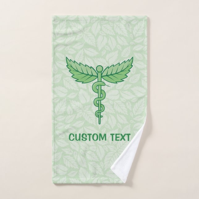 Caduceus mit Blätter Hintergrund Badhandtuch Set (Handtuch)