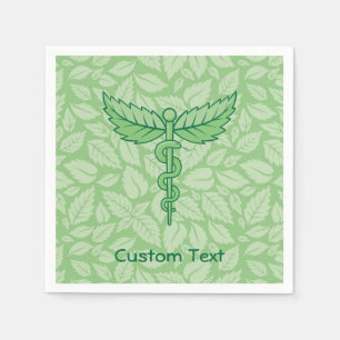 Caduceus mit Blätter Hintergrund Napkins Serviette