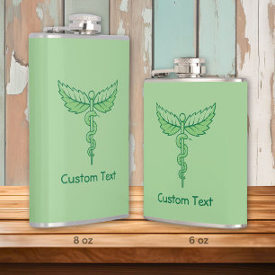 Caduceus mit Blätter Hip Flask Flachmann