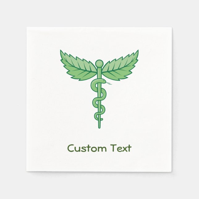 Caduceus mit Blätter Papier Napkins Serviette (Vorderseite)