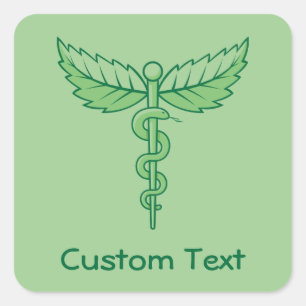 Caduceus mit Blätter Square Sticker
