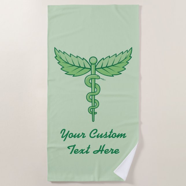 Caduceus mit Blätter Strandtuch (Vorderseite)