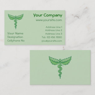 Caduceus mit Blätter Visitenkarte