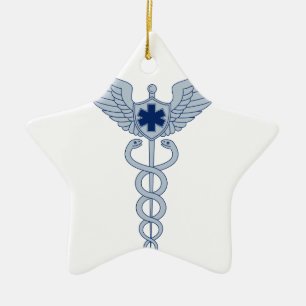 Caduceus mit Stern-Ikone der Pilotflügel-EMT Keramik Ornament