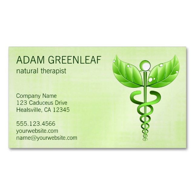 Caduceus Natural Therapy Business Card Magnet (Vorderseite)