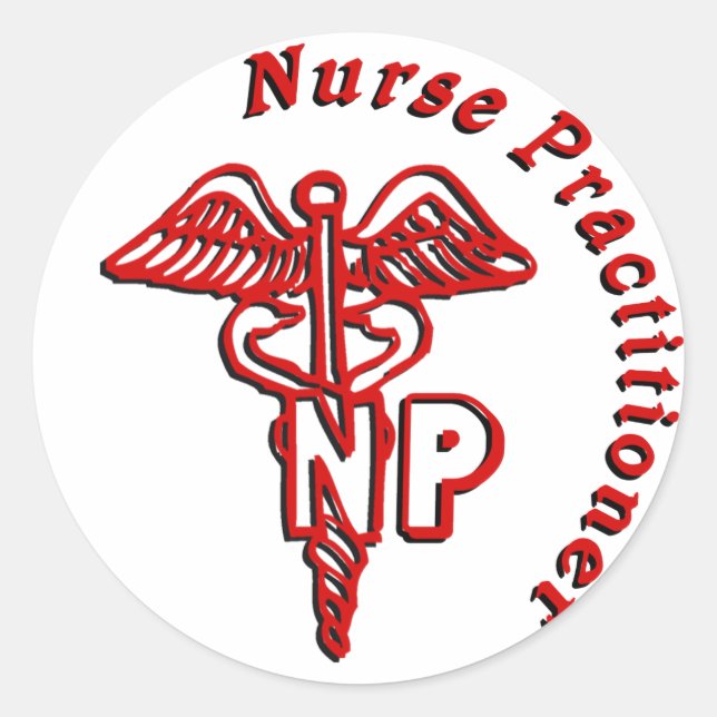 CADUCEUS NP LOGO NURSE PRAKTITIONIERT RUNDER AUFKLEBER (Vorderseite)