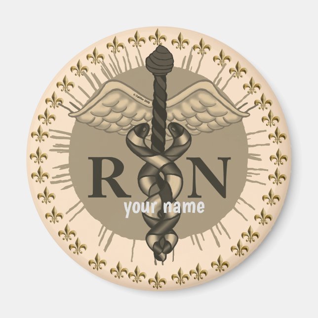 Caduceus RN Infirmière aimant (Devant)