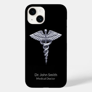 Caduceus Silver auf der schwarzen Klasse Medizin Case-Mate iPhone 14 Hülle