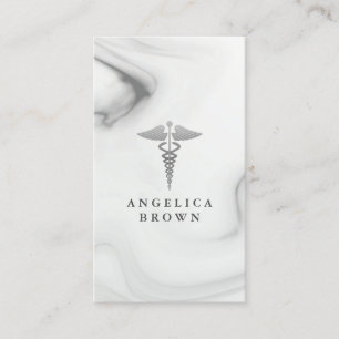 Caduceus Symbol Marble Pattern Business Card Visitenkarte