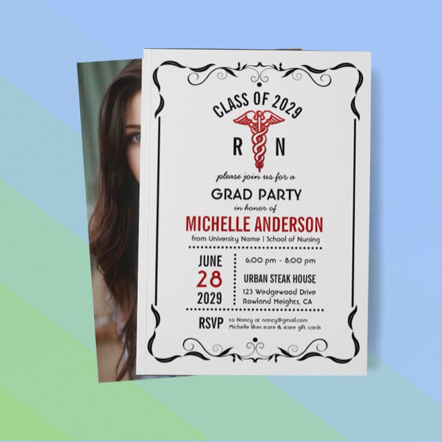 Caduceus Symbol Medical School Foto Abschluss Einladung (Von Creator hochgeladen)