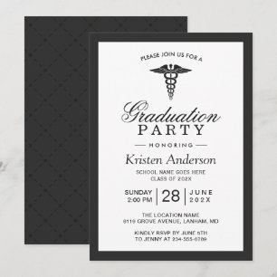 Caduceus Symbol Medical School Graduation Party Einladung