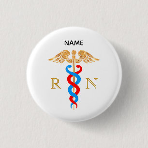 Caduceus-Symbol & Monogramm der examinierten Krank Button