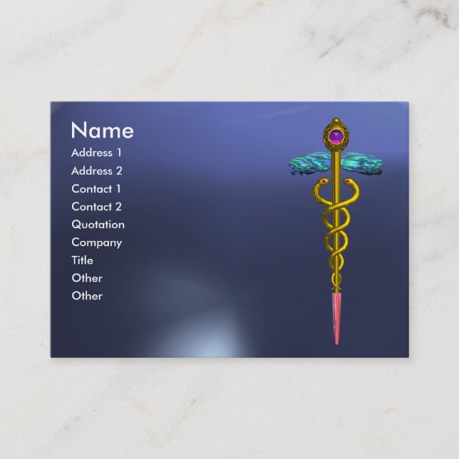 CADUCEUS TOPAZ strahlend goldblau Visitenkarte (Vorderseite)