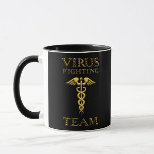 Caduceus Virus-Kampfteam gelb auf schwarz Tasse