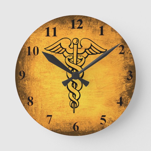 Caduceus Wall Clock Runde Wanduhr (Vorderseite)
