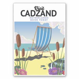 Cadzand Niederlande Strand Reiseplakat Aufkleber