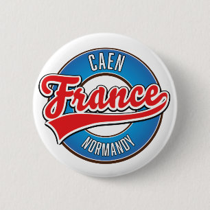 Caen Normandie Frankreich Retro-Logo Button
