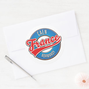 Caen Normandie Frankreich Retro-Logo Runder Aufkleber