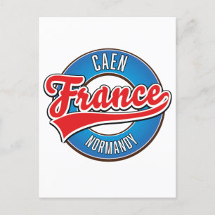 Caen Normandy France Retro-Logo Einladungspostkarte
