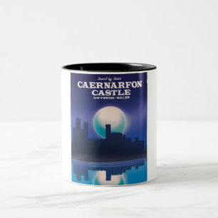 Caernarfon Castle, Gwynedd Wales Reiseplakat Zweifarbige Tasse