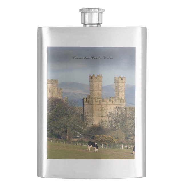 Caernarfon Castle Wales Flachmann (Vorderseite)