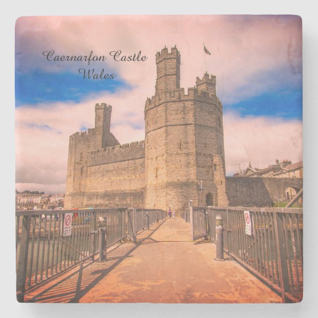 Caernarfon Castle Wales Steinuntersetzer (Vorderseite)