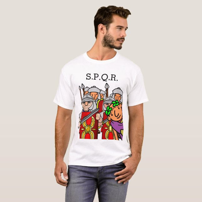 Caesar Foto-Bombe römische Legion Selfie S.P.Q.R. T-Shirt (Vorne ganz)