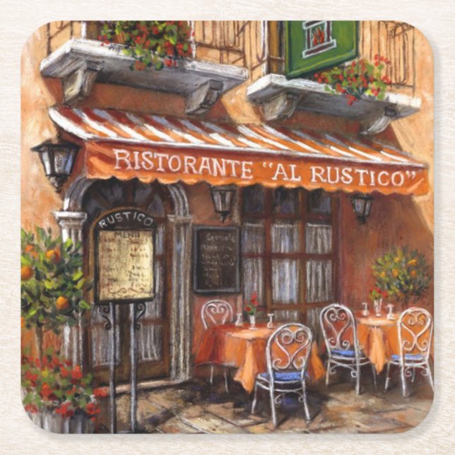 Café Al Porto Rechteckiger Pappuntersetzer (Vorderseite)