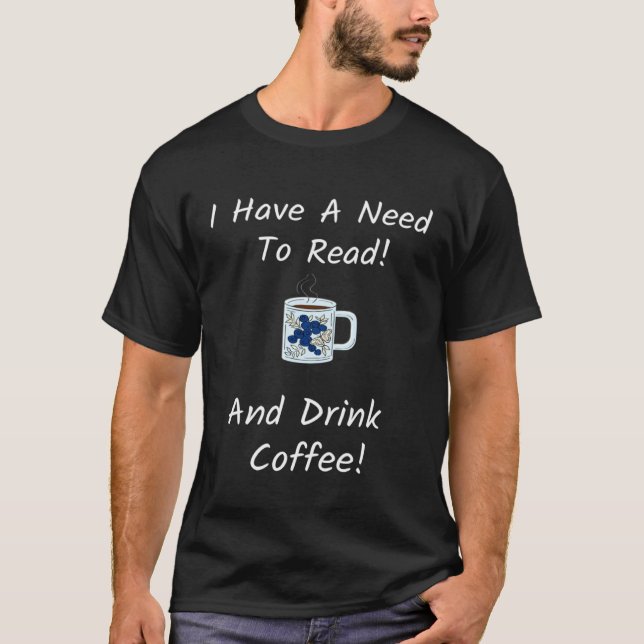Café amusant et la lecture T-shirts pour hommes Fe (Devant)