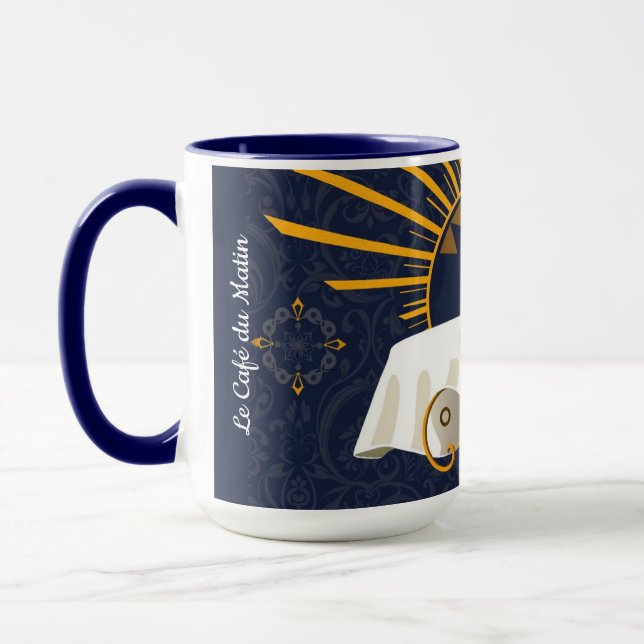Café au Lait Deco Pariser Bistro Personalisiert Tasse (Links)