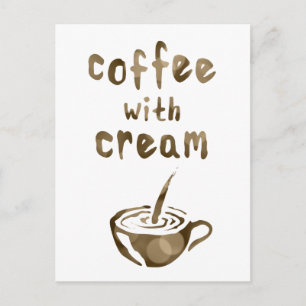 café avec carte de commentaire crème