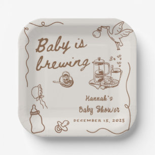 Café-Baby wird gebraut - Babyparty Pappteller