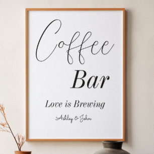 Café-Bar Schwarz-Weiß-Hochzeit Brause Poster