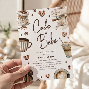 Cafe Bebe' Aquarell Kaffee Baby Shower Einladung
