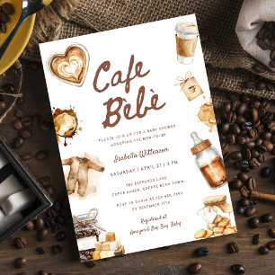 Cafe Bebe Baby Braut Kaffee Braune Babyparty Einladung