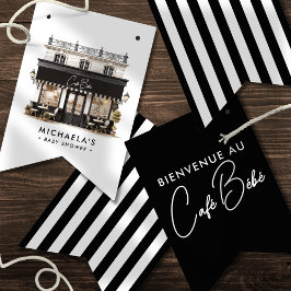 Café Bébé Black & White Paris Baby Dusche Wimpelkette