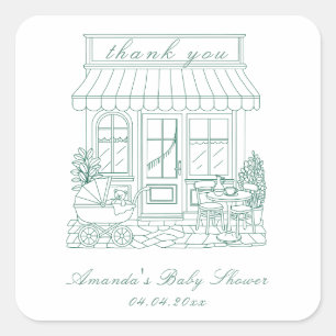 Cafe Bebe Bonjour Baby Shower Quadratischer Aufkleber