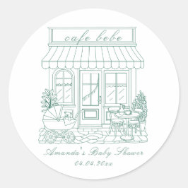 Cafe Bebe Bonjour Baby Shower Runder Aufkleber