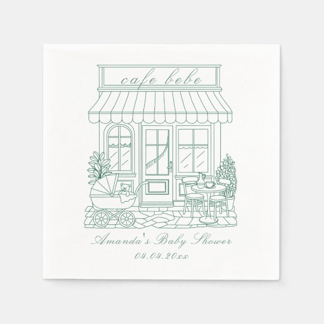 Cafe Bebe Bonjour Baby Shower Serviette (Vorderseite)