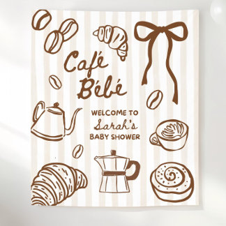 Cafe Bebe Coffee Baby Shower Party Hintergrund, Ba Wandteppich