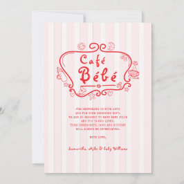 Café Bébé Französisch Moderne Pink Red Girl Baby D Dankeskarte
