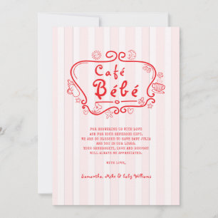 Café Bébé Französisch Moderne Pink Red Girl Baby D Dankeskarte