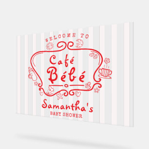 Café Bébé Französisch Pink Red Girl Baby Dusche Wi Acrylschild