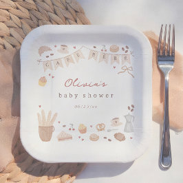 Cafe Bebe Französische Bäckerei Aquarell-Baby-Part Pappteller