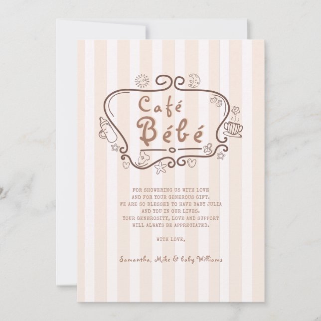 Café Bébé Französischer Coffee Gender Neutral Baby Dankeskarte (Vorderseite)