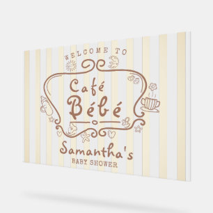 Café Bébé French Mocca Mousse Baby Dusche Herzlich Acrylschild