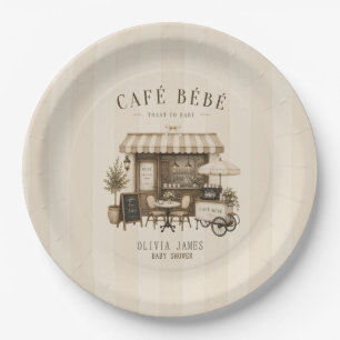 Cafe bebe geschlechtsneutrale braune Babyparty Pappteller