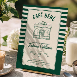 CAFÉ BÉBÉ GRÜNER KAFFEE Baby Shower Einladung