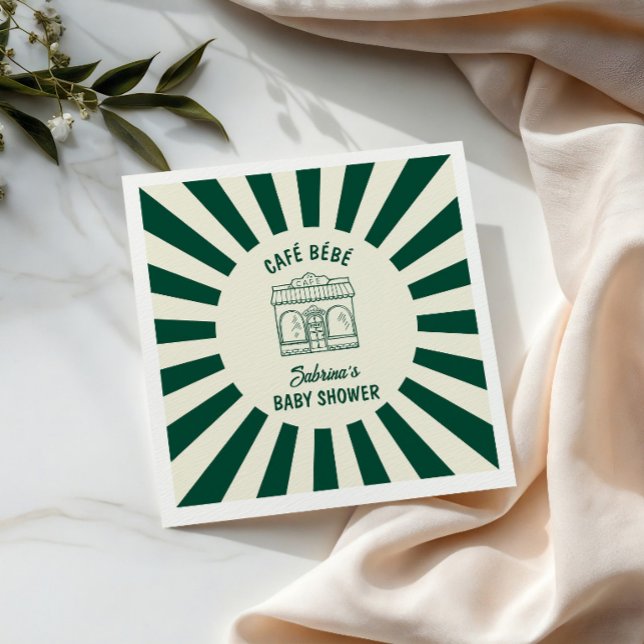 CAFÉ BÉBÉ GRÜNER KAFFEE Babyparty Serviette (Von Creator hochgeladen)