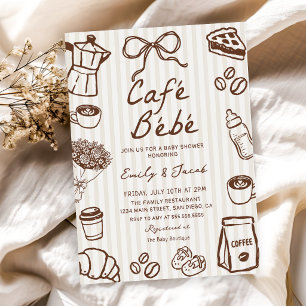 Cafe Bebe handgezeichnete Kaffee-Baby-Shower-Einla Einladung